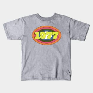 Yellow Year 1977 Rainbow Ellipse Vintage Typography Kids T-Shirt